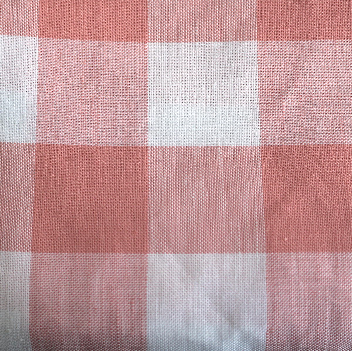 Check large peach linen/cotton pattern