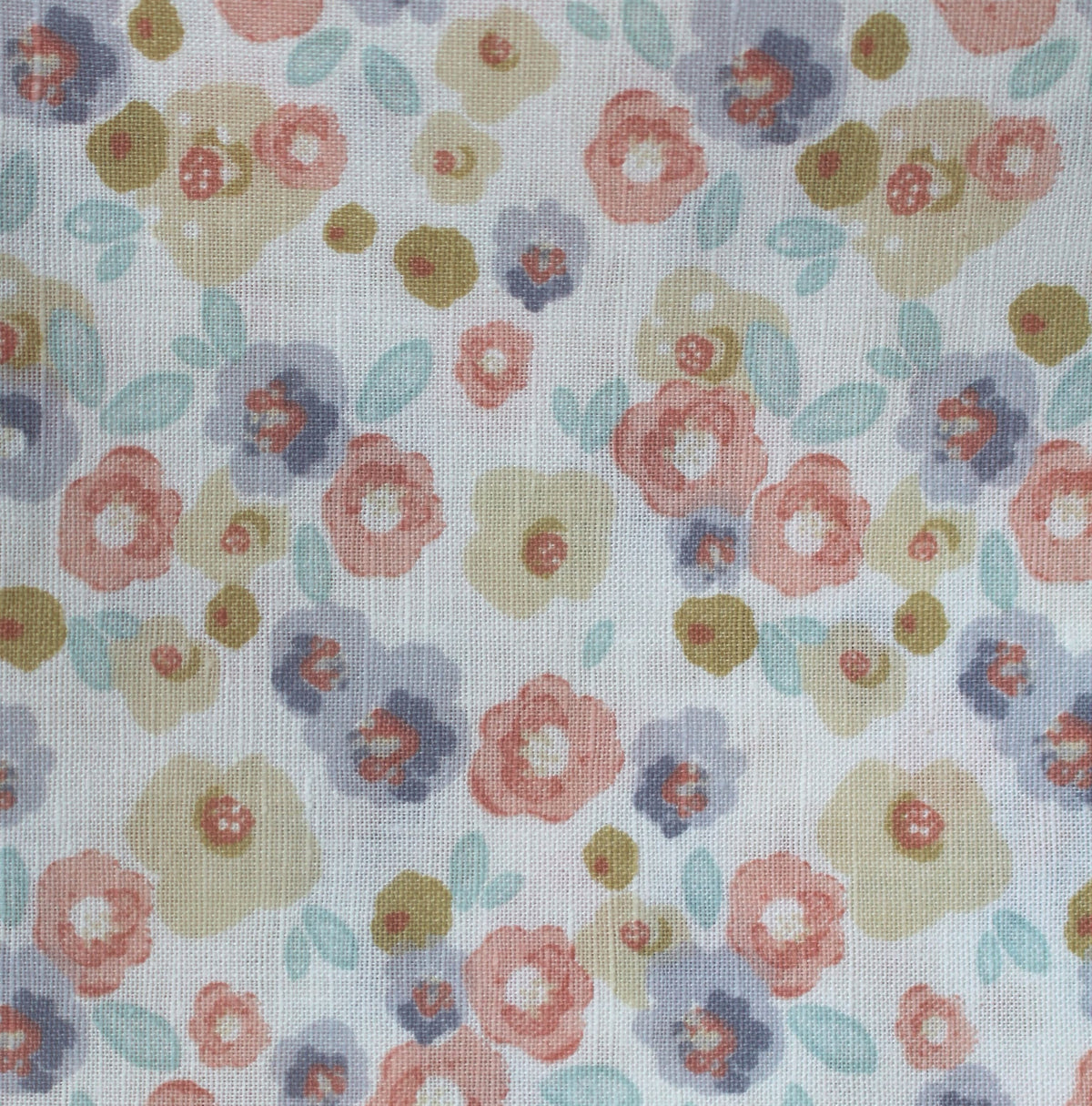 beige light red watercolor flowers linen/cotton pattern