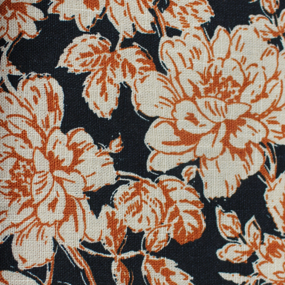 navy peony linen