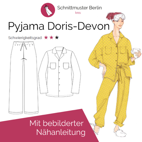 Doris-Devan Pyjama 34-50 Papierschnittmuster Schnittmuster Berlin