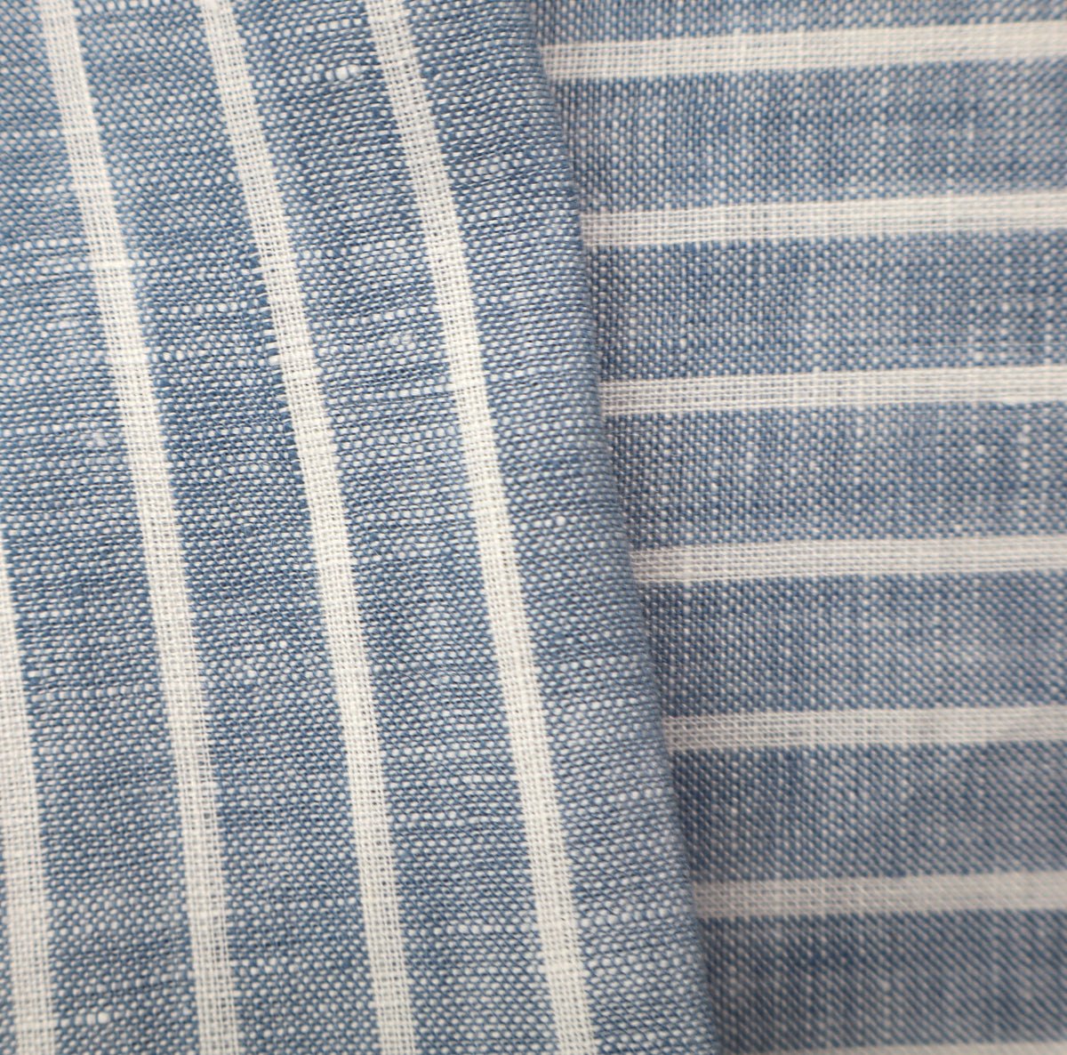 dove blue wide striped linen summer linen