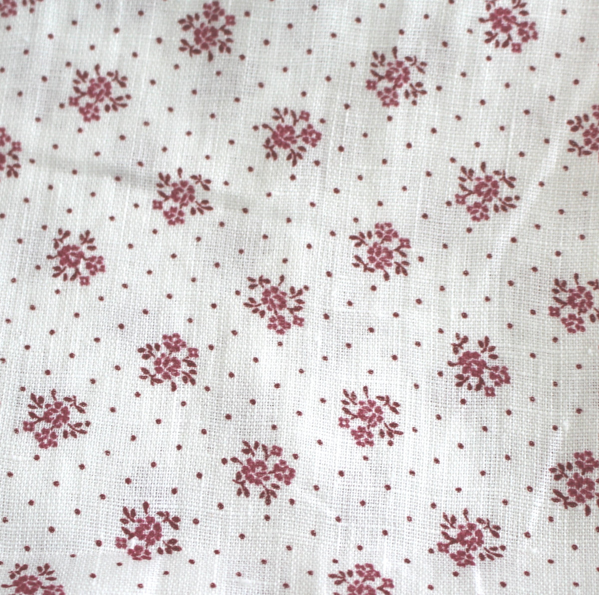 dark red floral/dot linen