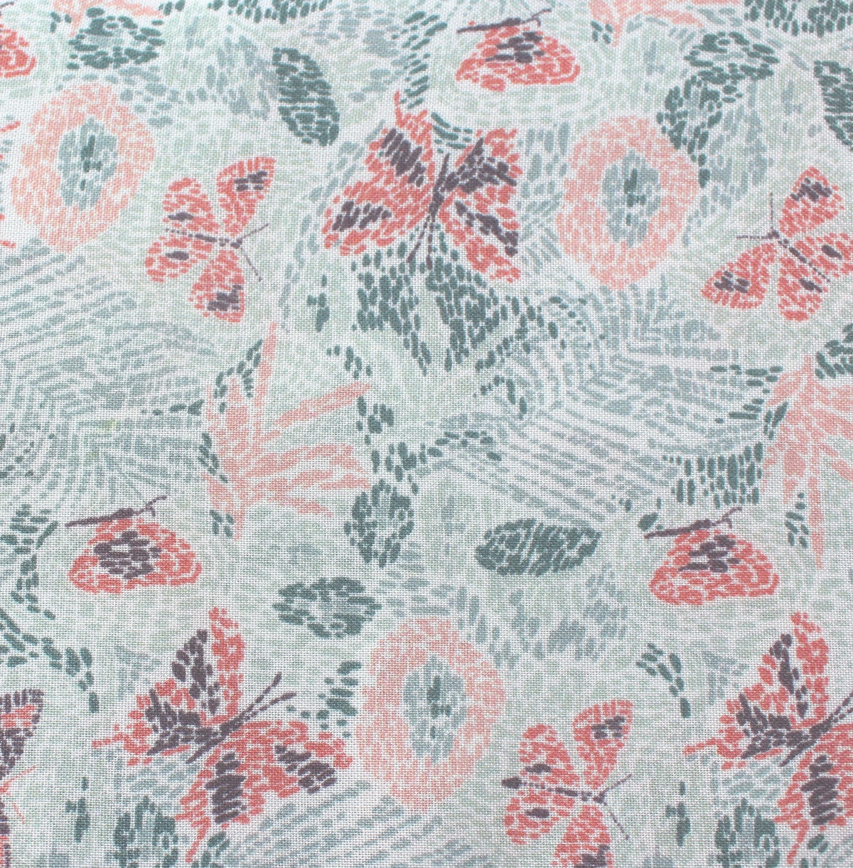 shell red butterflies viscose